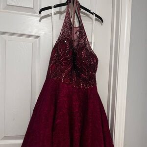 JVN Burgundy Satin Gown